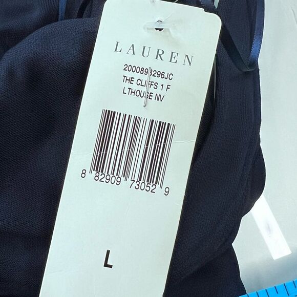 NWT Lauren Ralph Lauren Evening Gown Maxi Dress Navy sleeveless SZ L - Picture 11 of 11